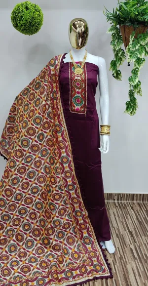 Cotton Dress Material with Phulkari Dupatta