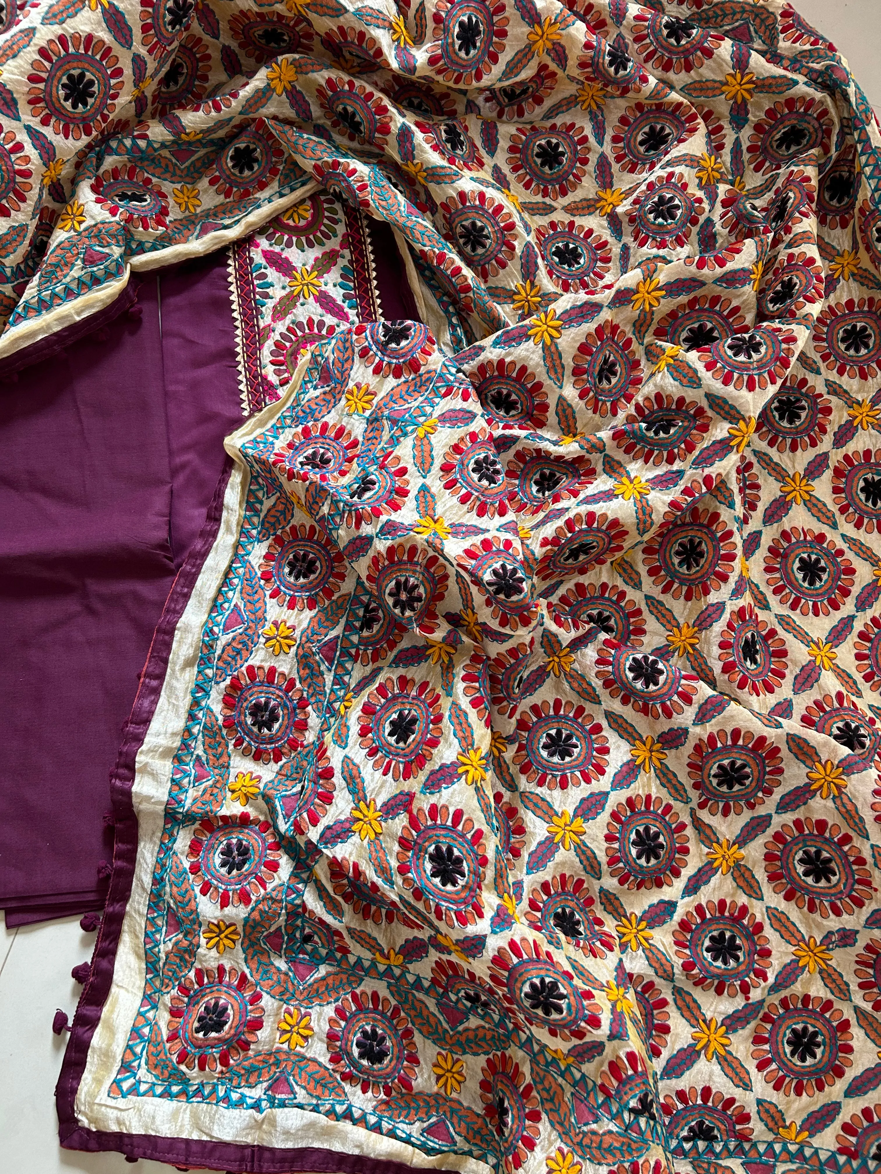 Cotton Dress Material with Phulkari Dupatta