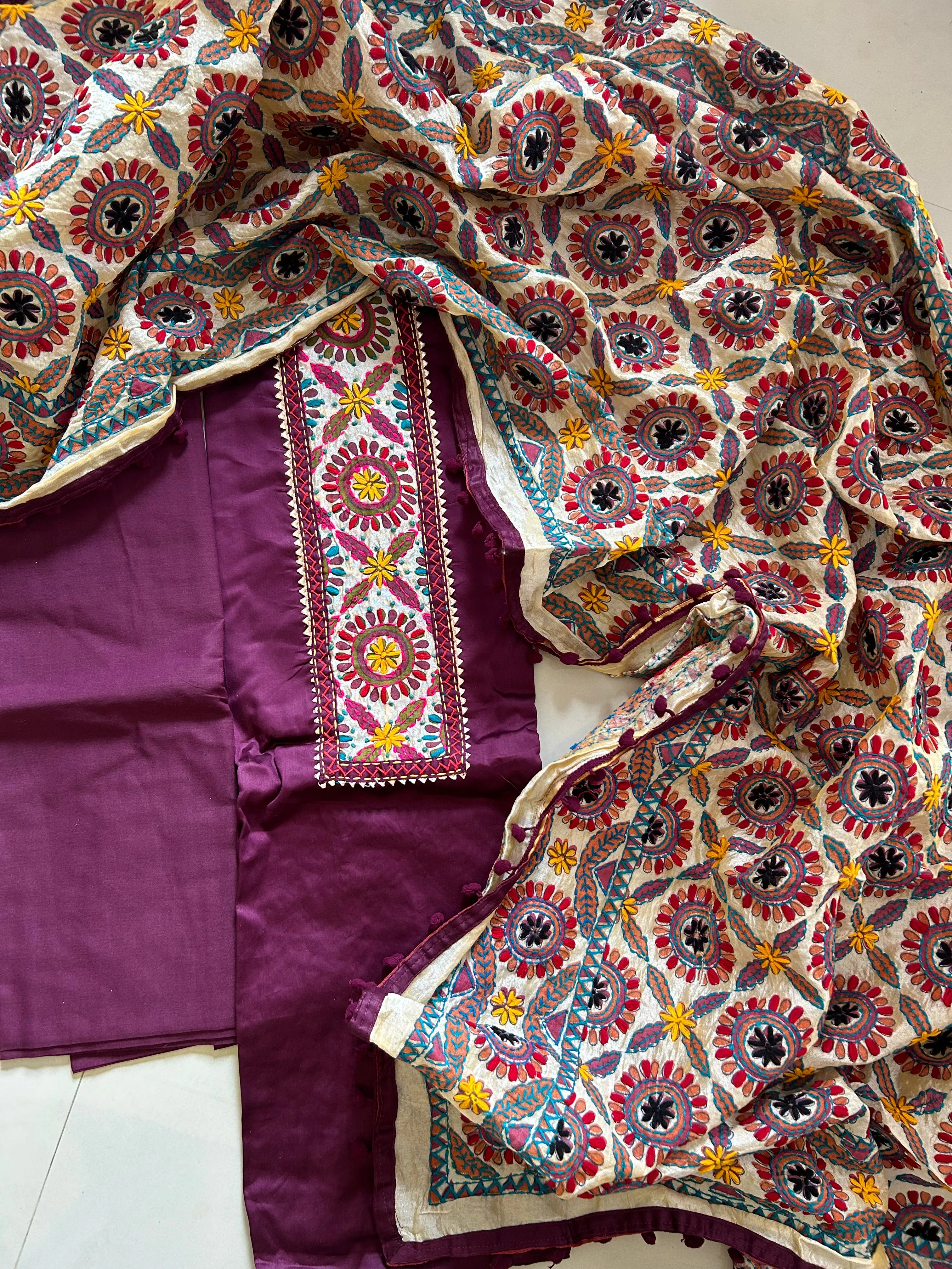 Cotton Dress Material with Phulkari Dupatta