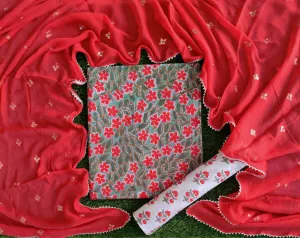 Cotton Dress Material with Pure Chiffon Dupatta