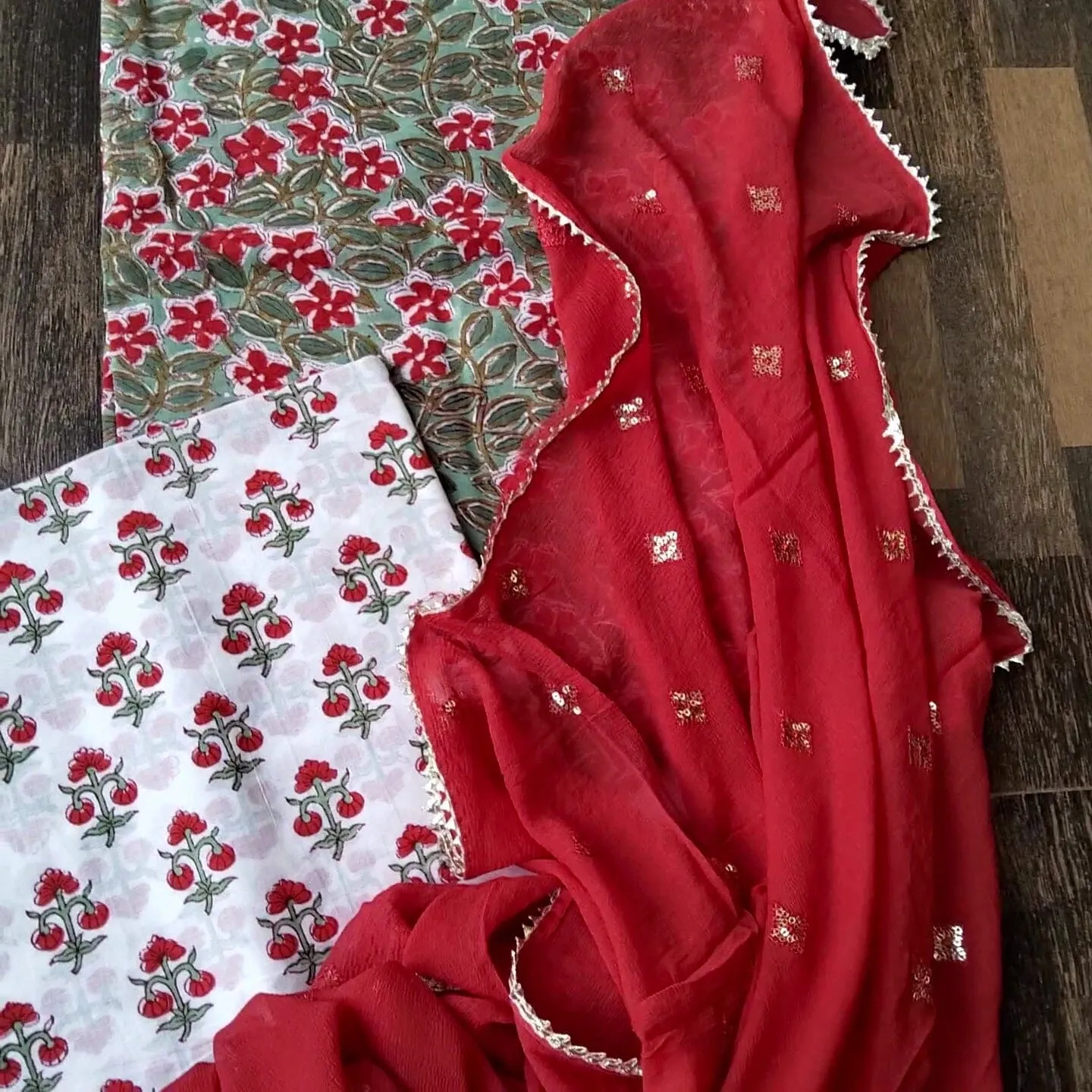 Cotton Dress Material with Pure Chiffon Dupatta