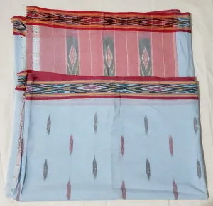 Cotton Saree with Ikath Border and Ikat Pallu in SALE