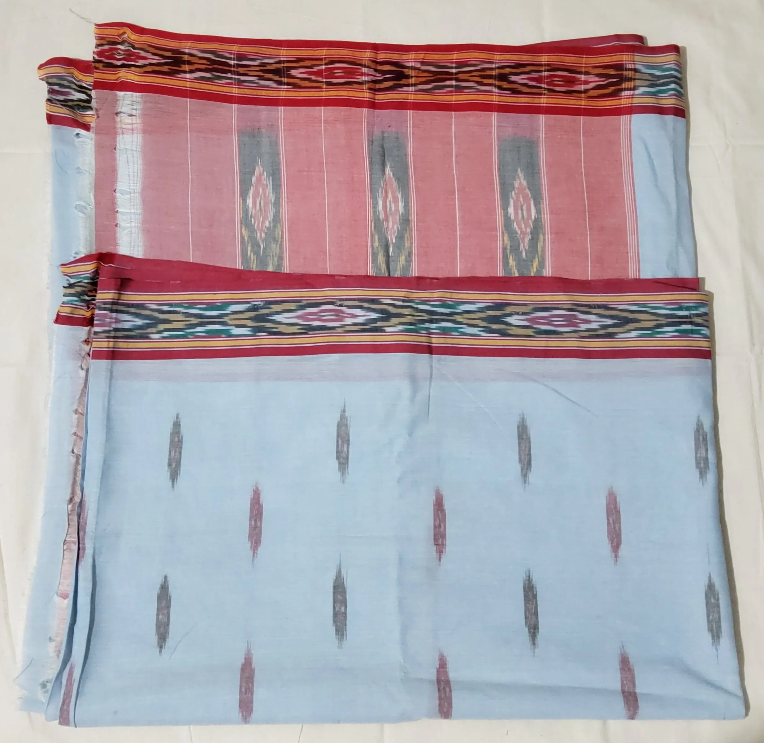 Cotton Saree with Ikath Border and Ikat Pallu in SALE