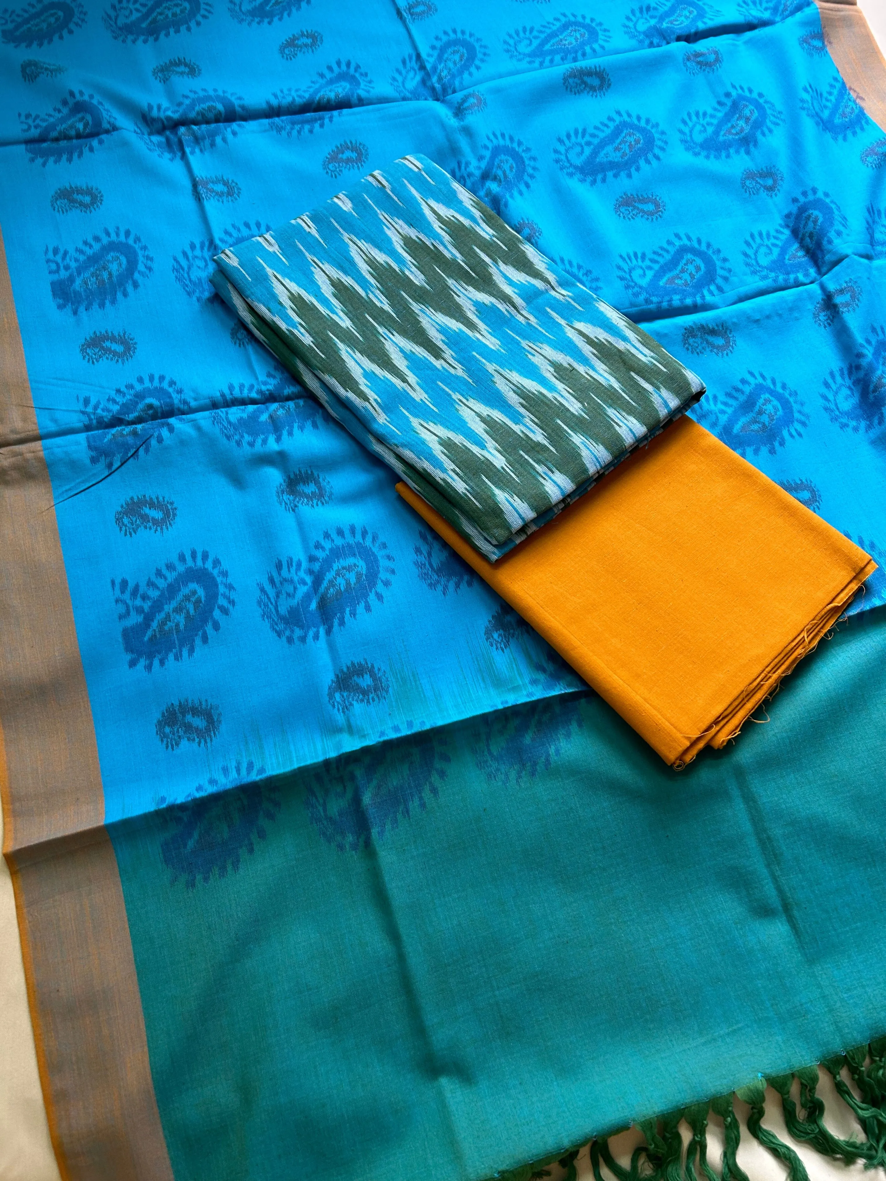 Double Ikat Mercerised Cotton Dress Material