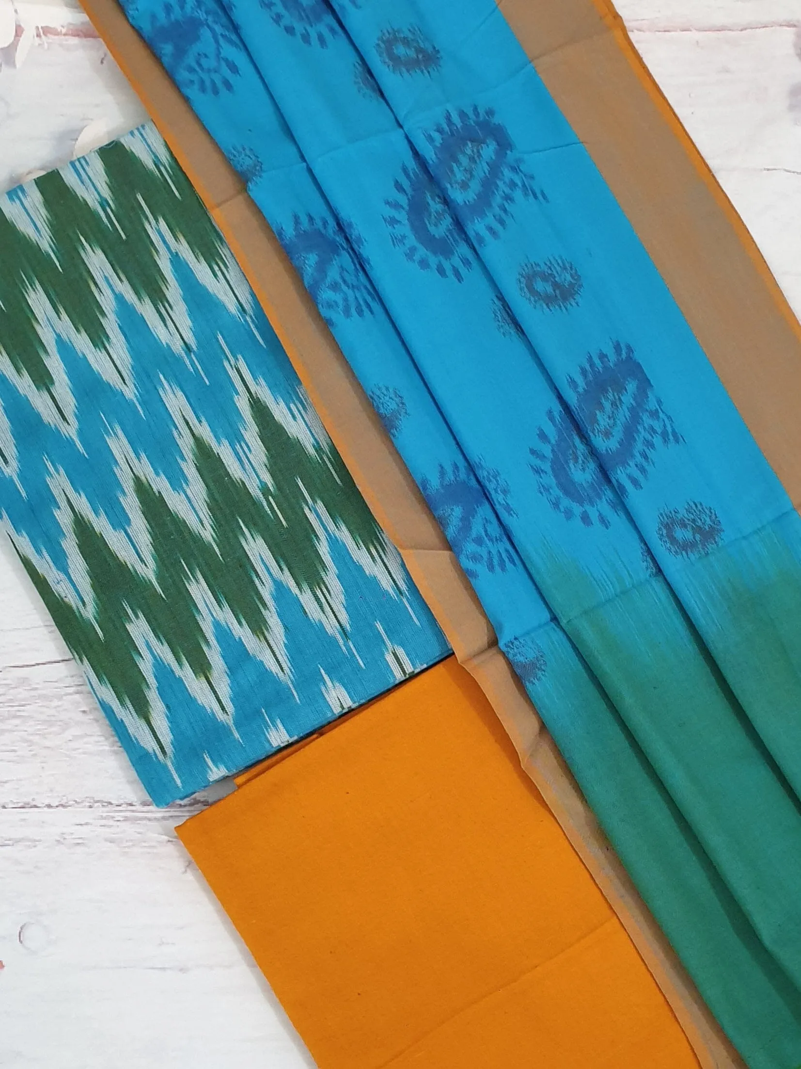 Double Ikat Mercerised Cotton Dress Material