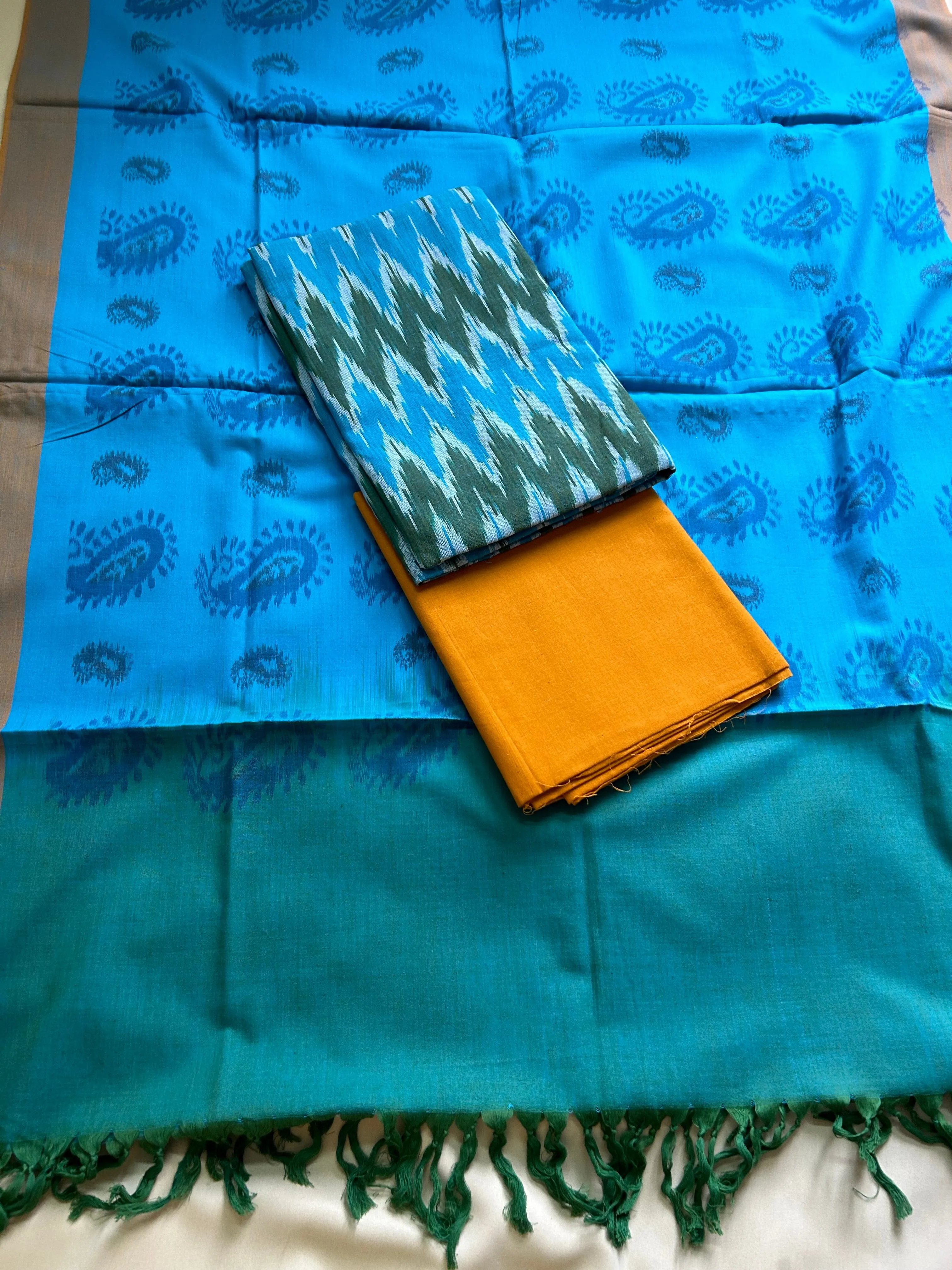 Double Ikat Mercerised Cotton Dress Material