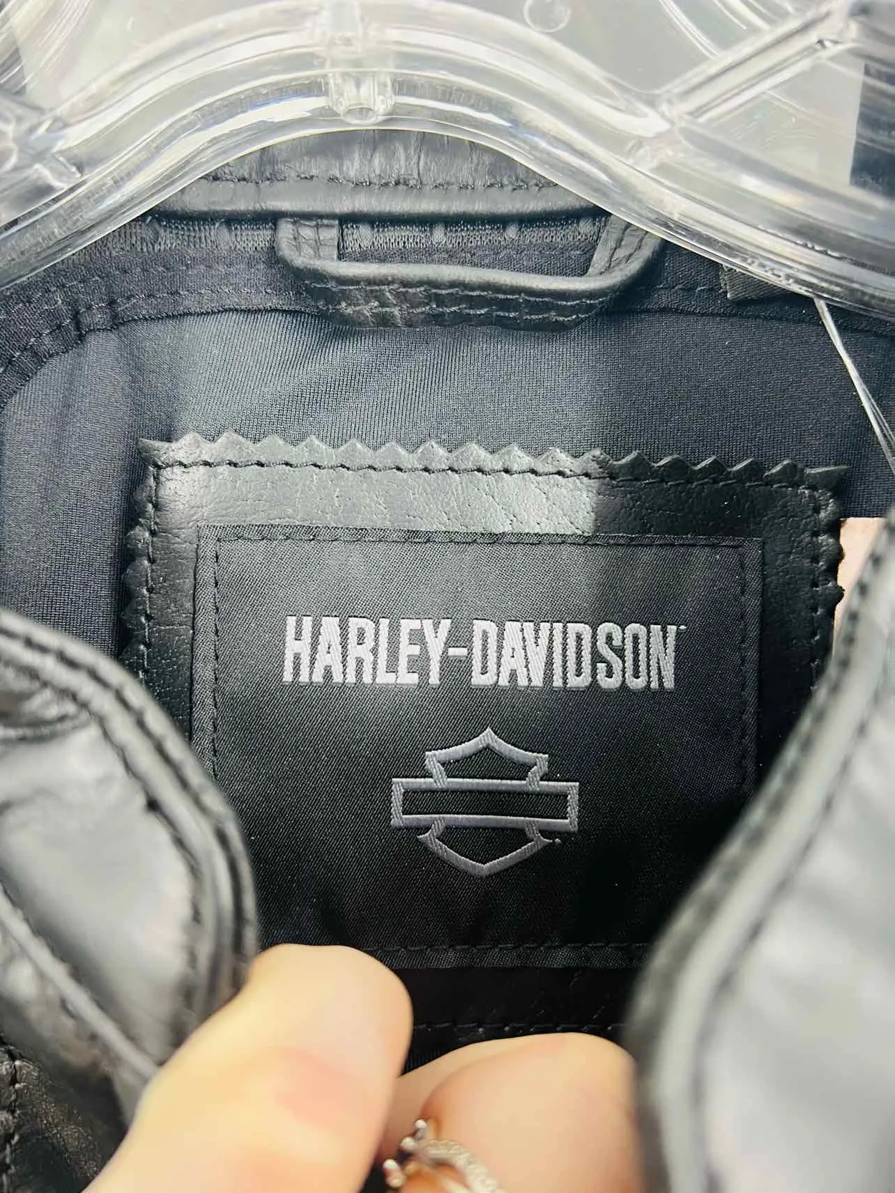 Harley Davidson Size M Black/Orange Color Block Leather Jackets Jacket