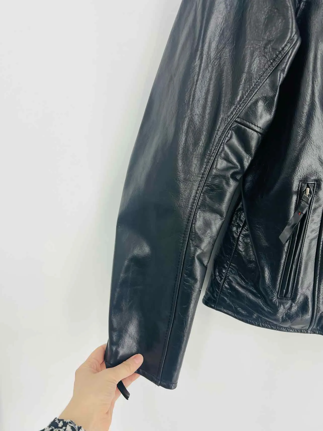 Harley Davidson Size M Black/Orange Color Block Leather Jackets Jacket