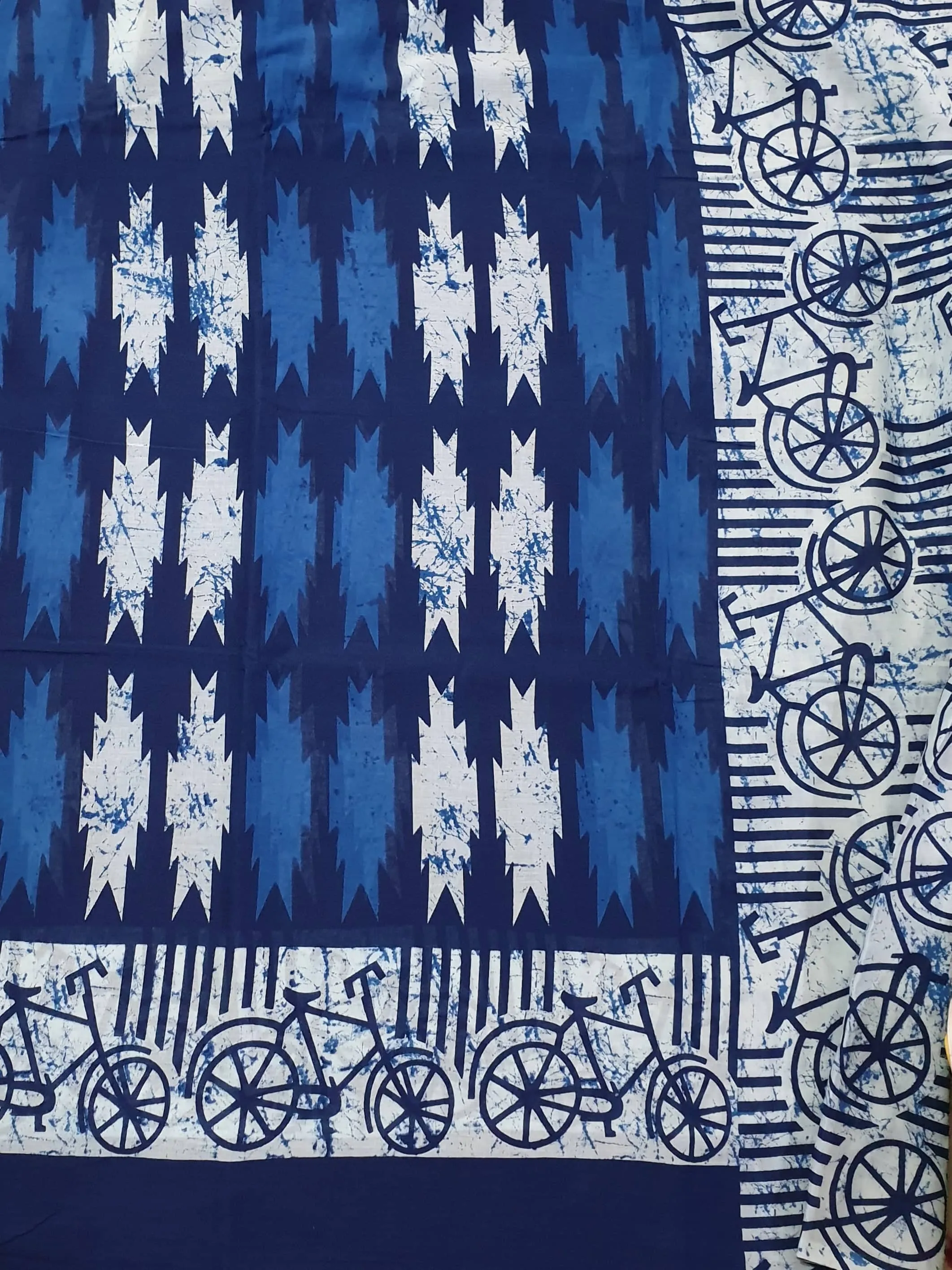 Indigo Hand BlockPrint Cotton Saree with Blouse