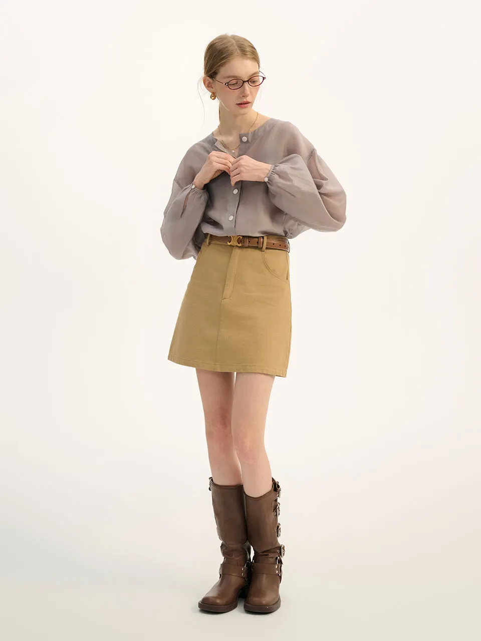 Khakibeige mini skirt