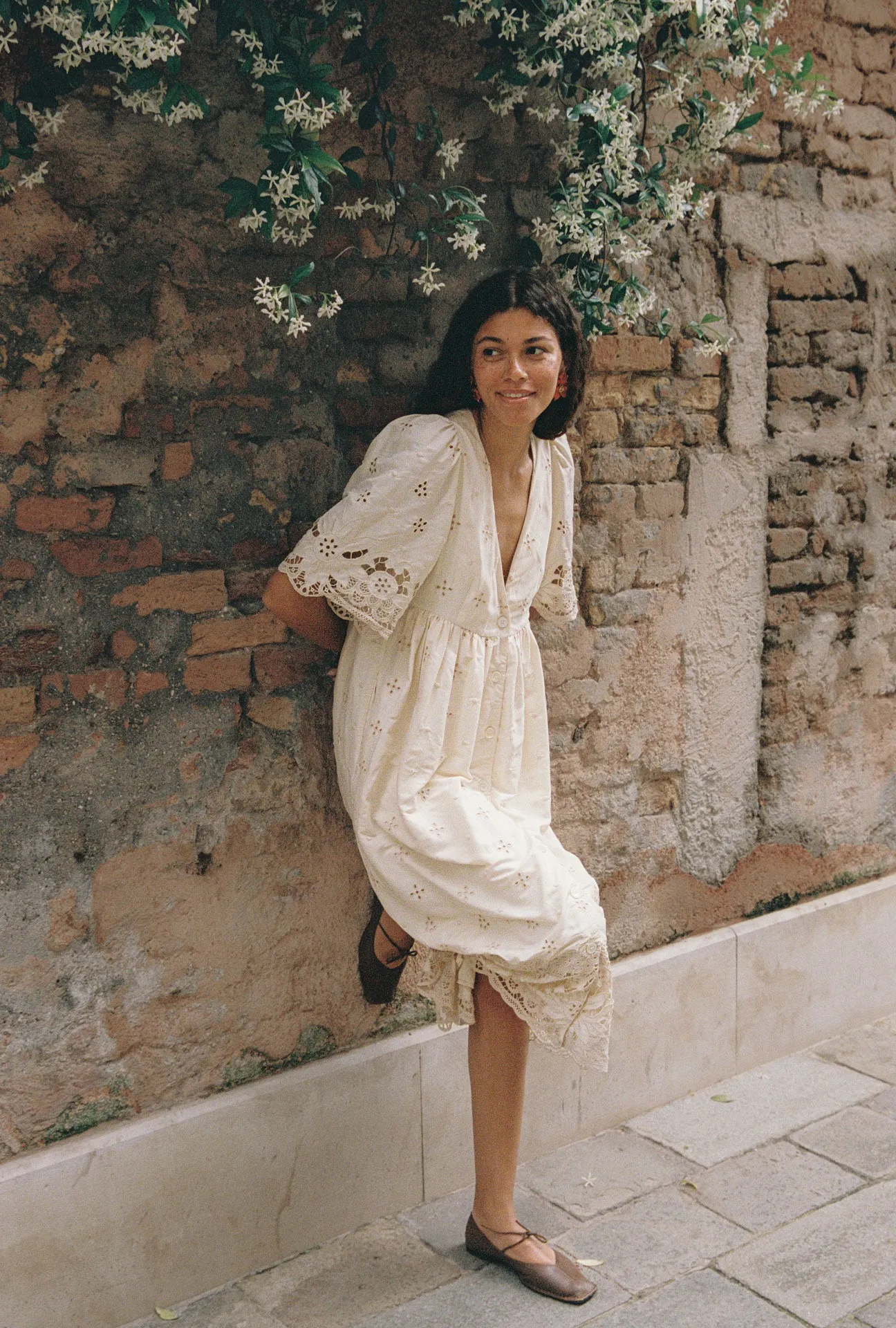 Warm Ivory Eyelet Etoile Mira Dress
