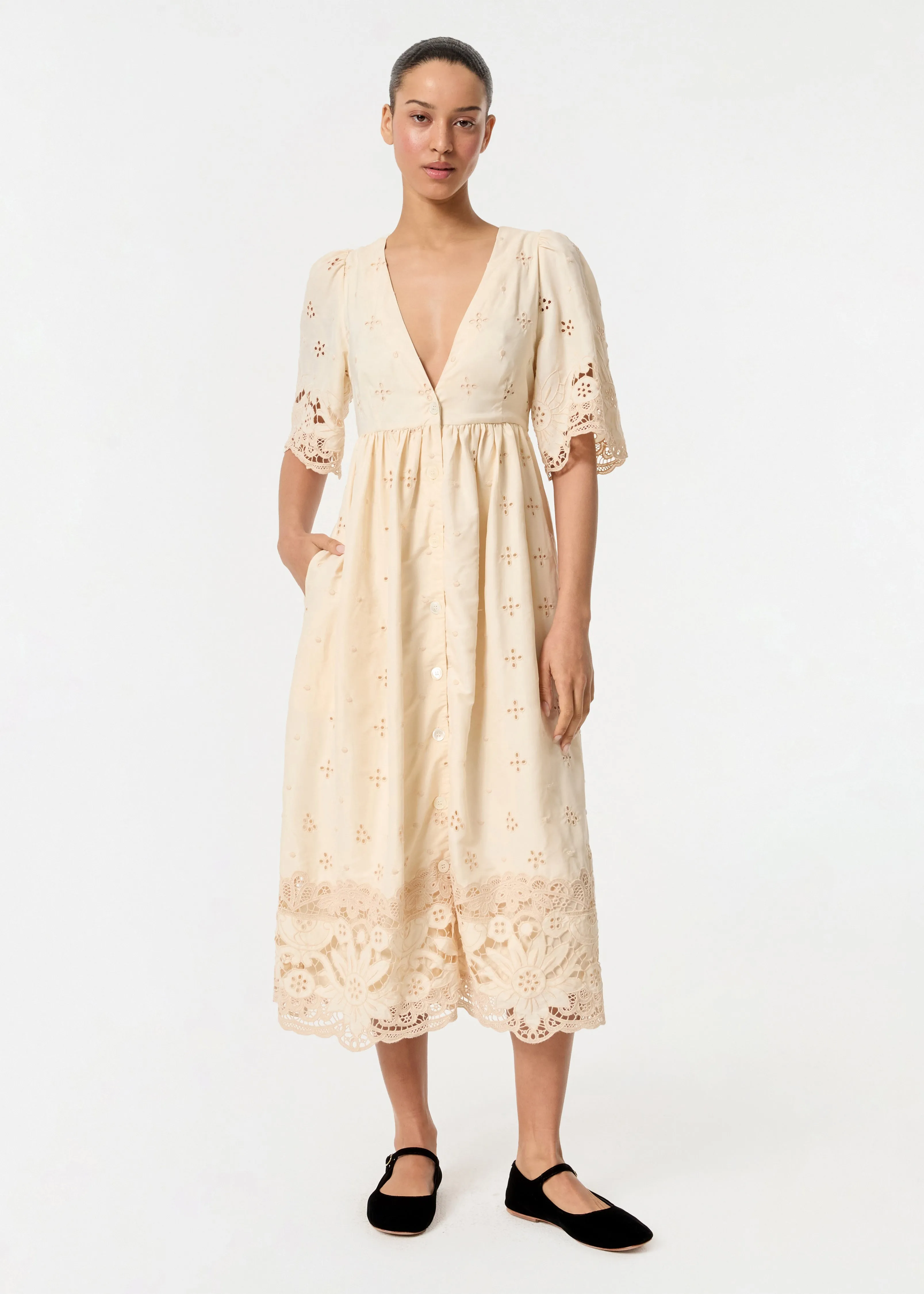 Warm Ivory Eyelet Etoile Mira Dress