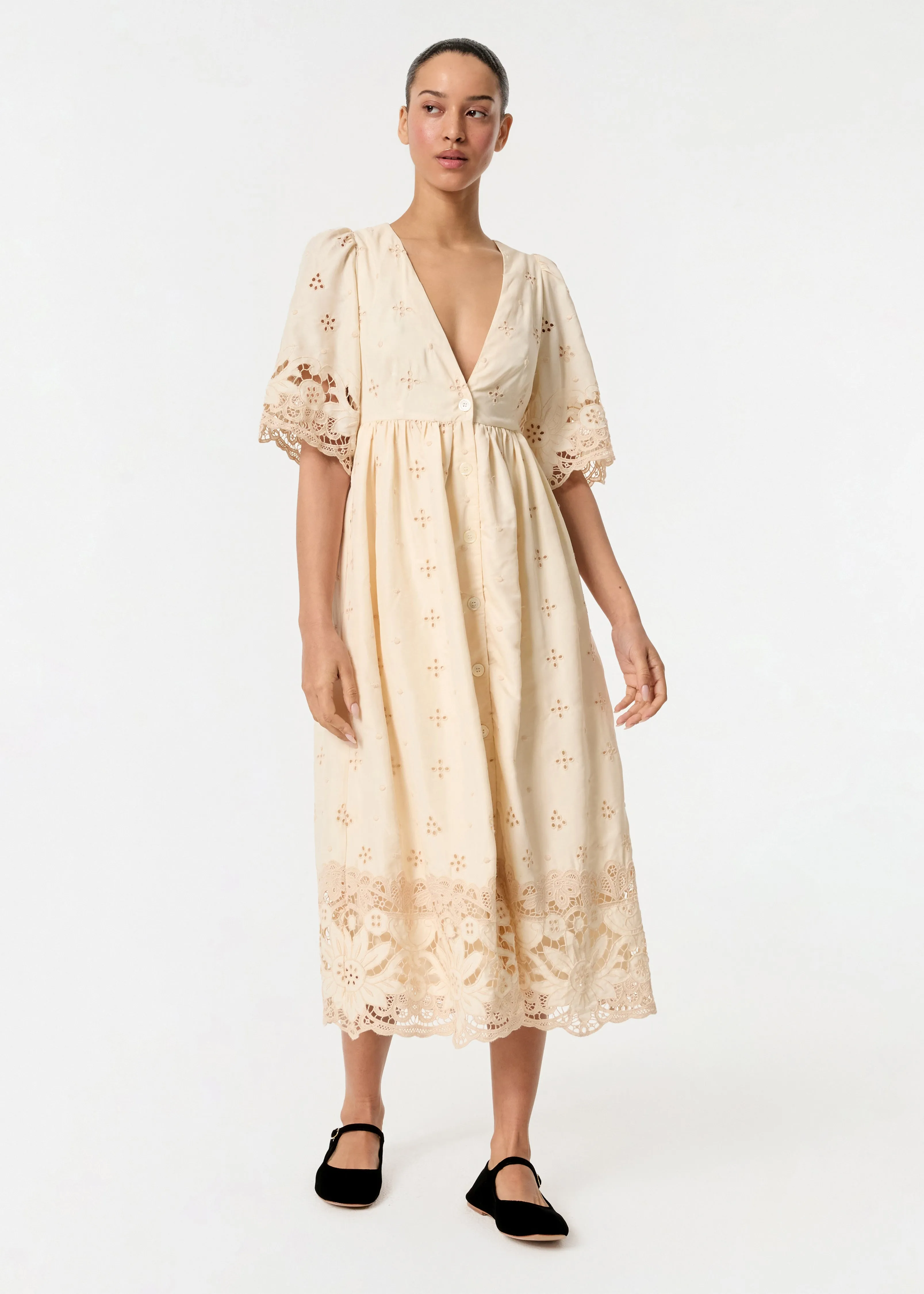 Warm Ivory Eyelet Etoile Mira Dress