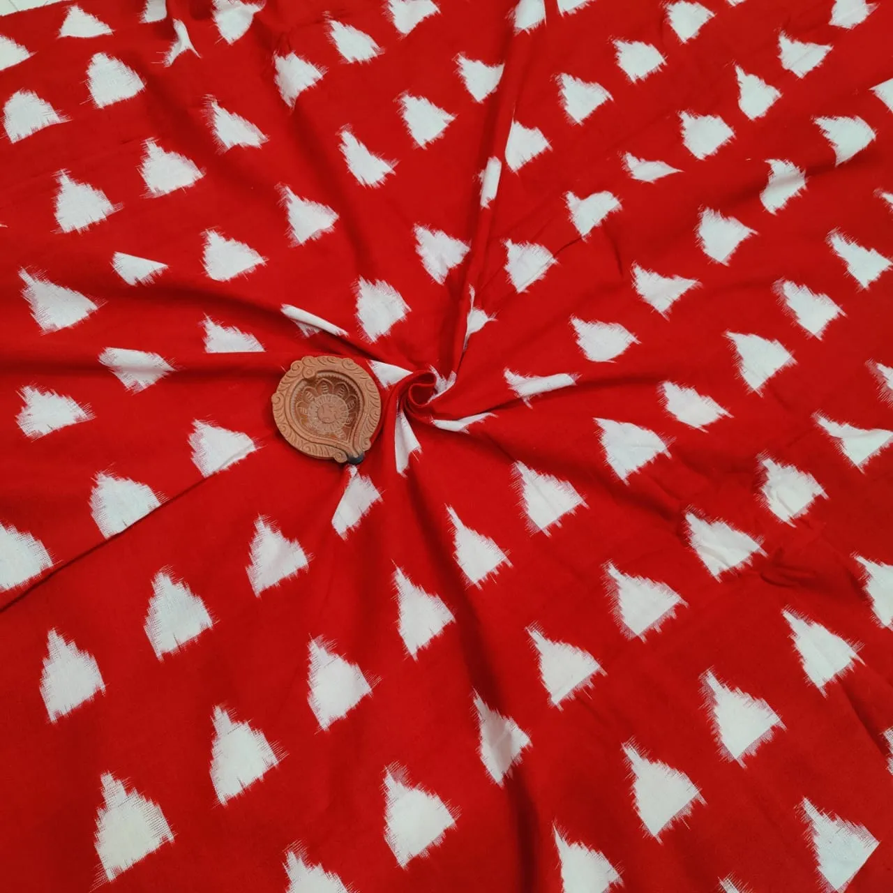 Red Double Ikat Cotton Fabric