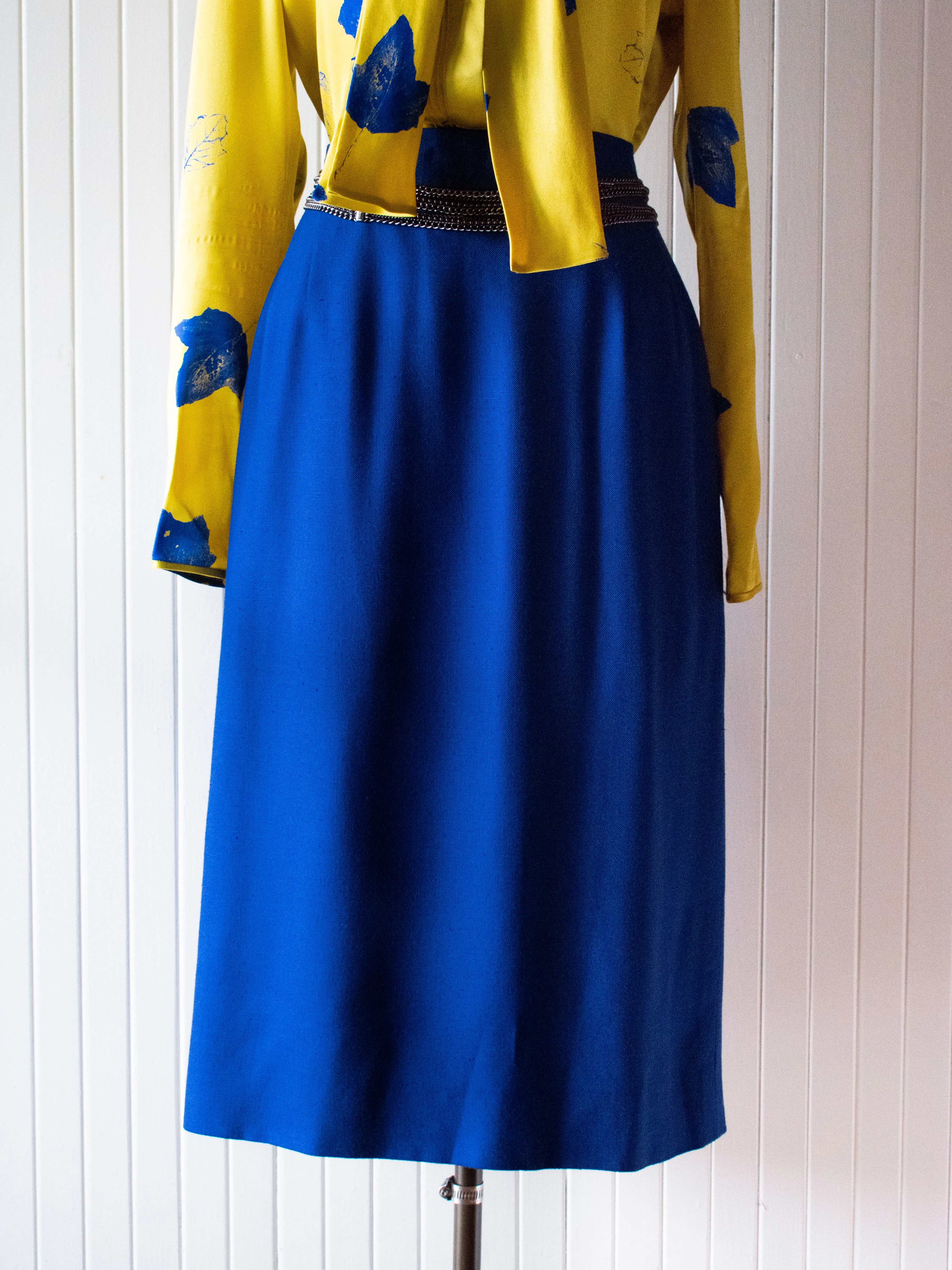 Salvatore Ferragamo Cobalt Blue Pencil Skirt Medium