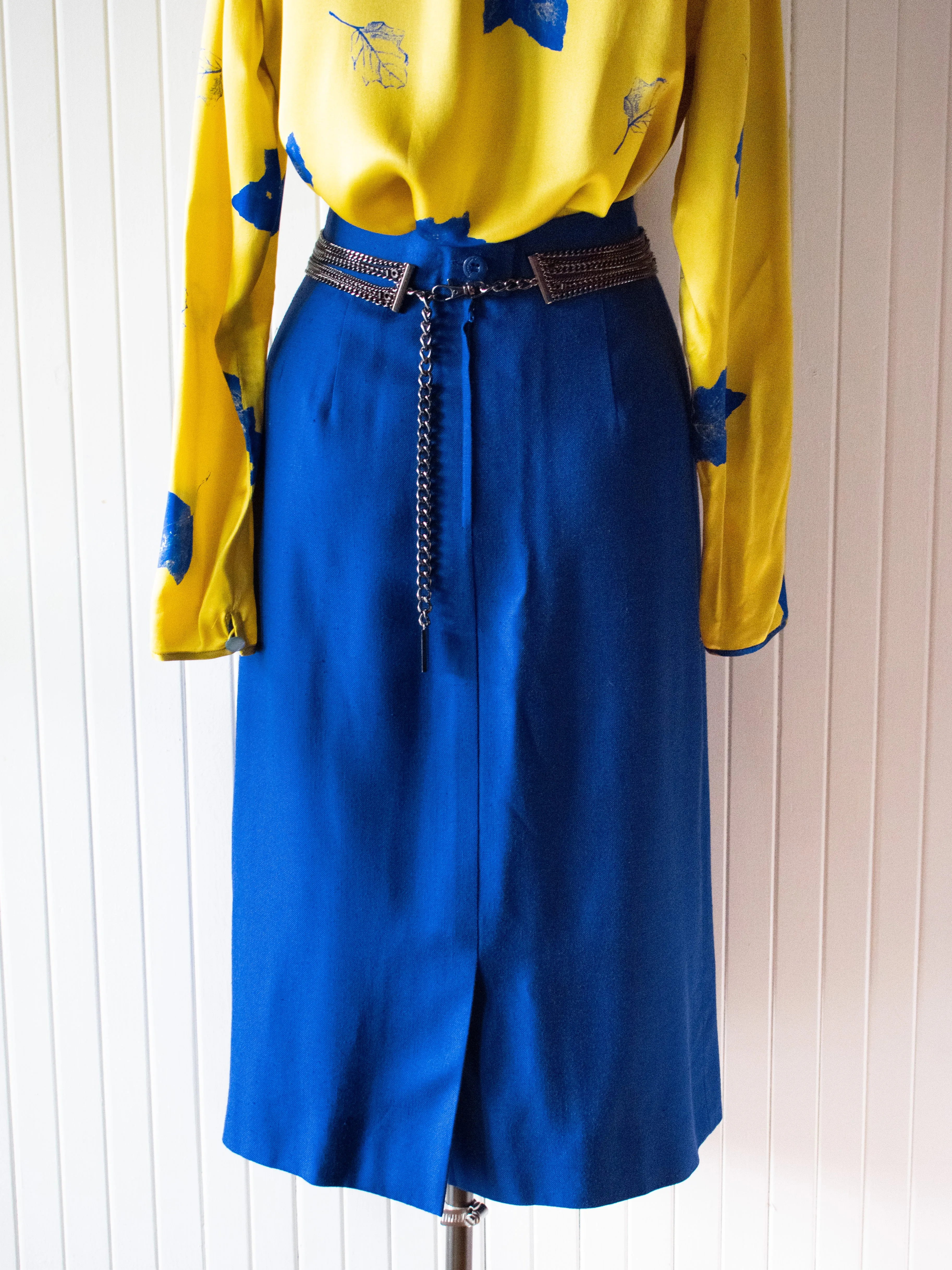 Salvatore Ferragamo Cobalt Blue Pencil Skirt Medium