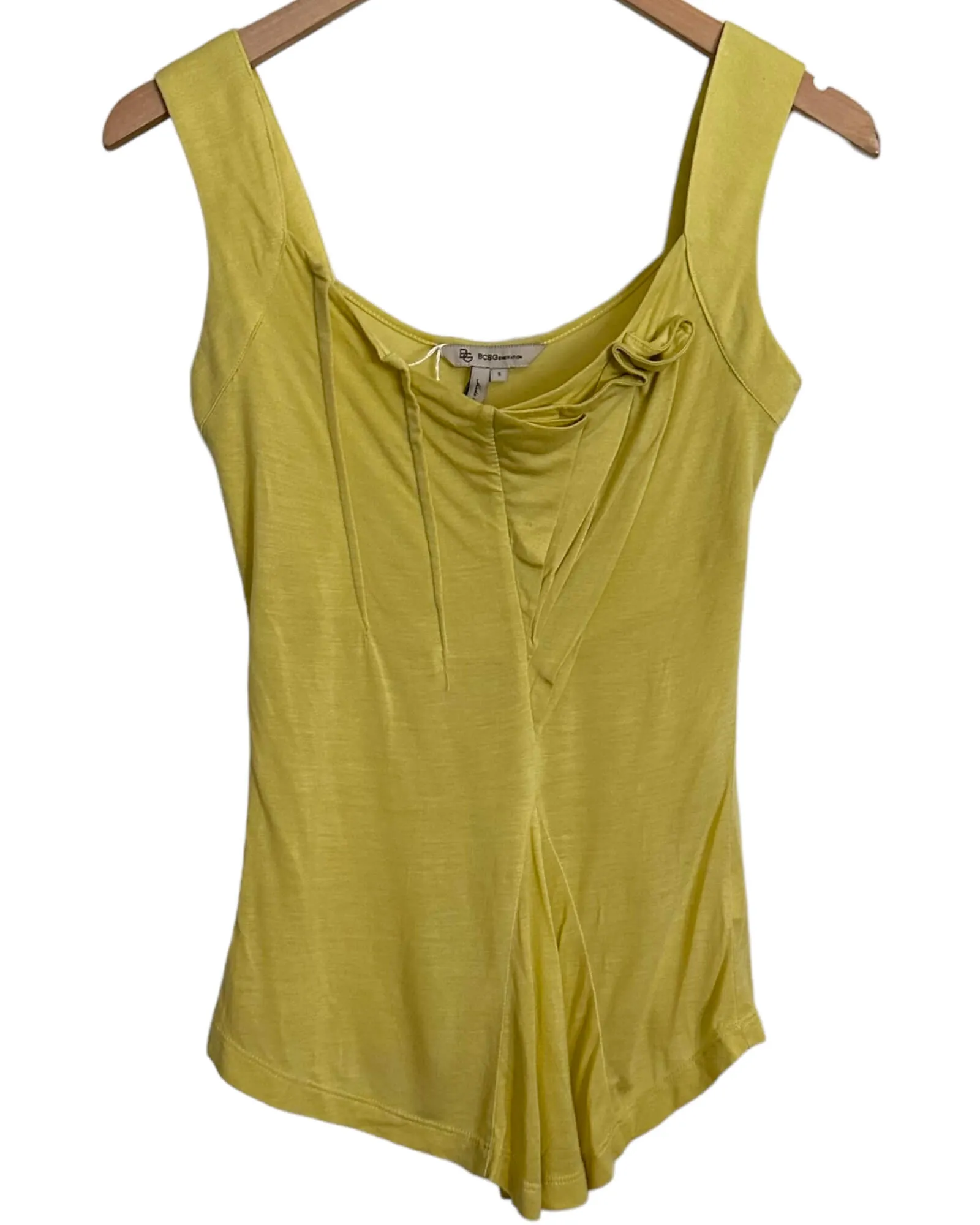 Warm Autumn Avocado Pleated Asymmetric Sleeveless Top