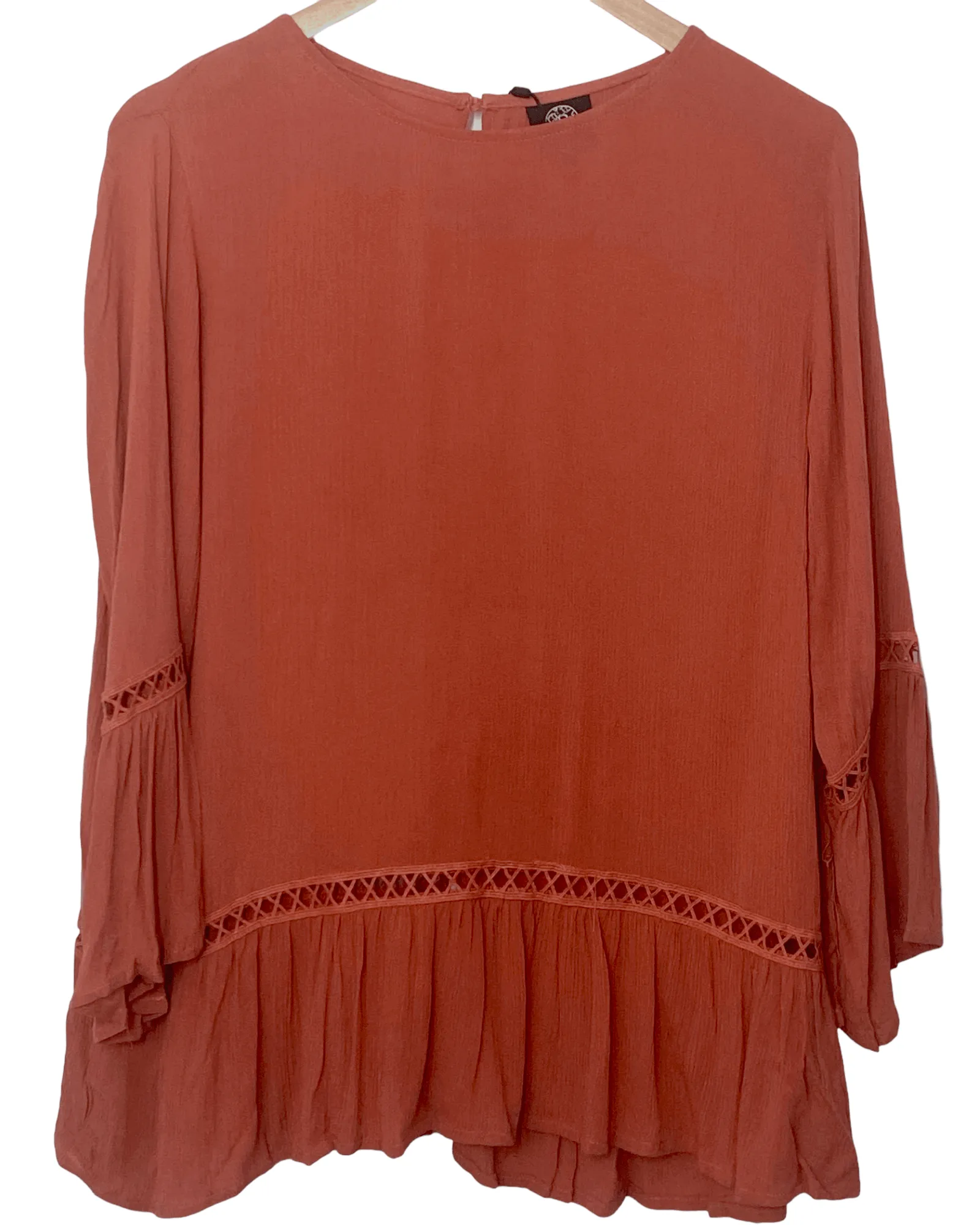 Warm Autumn Rust Ruffle Blouse