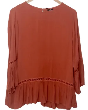 Warm Autumn Rust Ruffle Blouse